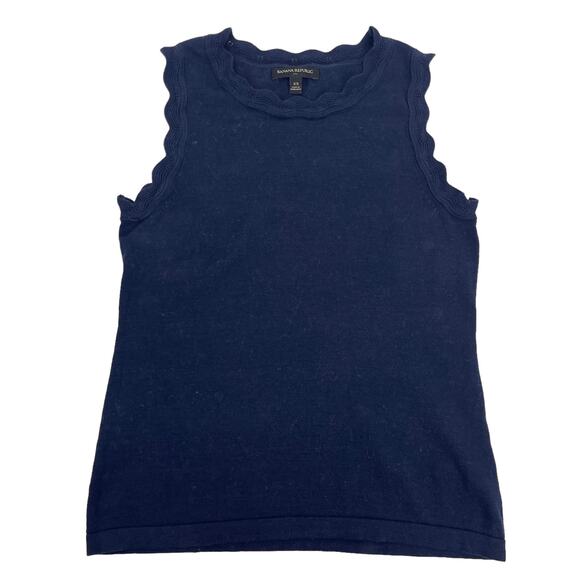 Banana Republic Factory Women’s Blue Sleeveless Scallop Hem Tank Sweater Size XS - Picture 5 of 8